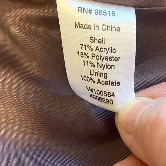 Coldwater Creek Purple Tweed Bouclé Chef Collar Blazer Jacket Size 16 Shaped Fit - Picture 6 of 13